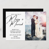 Getrouwd en Vrolijk Pas getrouwd Kerstvakantie Fot Feestdagenkaart (Voorkant / Achterkant)