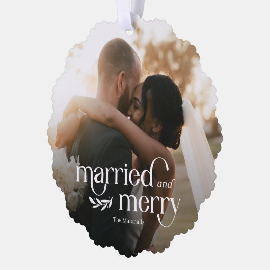 Getrouwd en Vrolijk Pas getrouwd Ornament Kerstmis (Links)