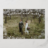 Getrouwd en vrolijk pasgetrouwd huwelijk folie feestdagenkaart (Voorkant)