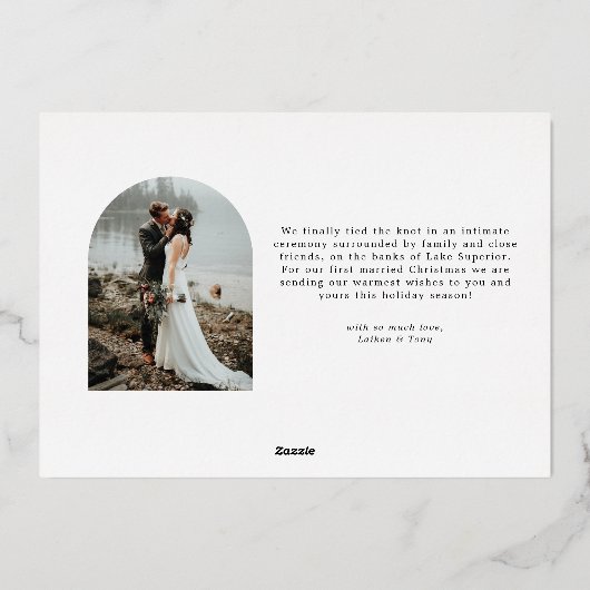 Getrouwd en vrolijk pasgetrouwd huwelijk folie feestdagenkaart (Achterkant)