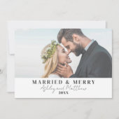 Getrouwd En Vrolijk Pasgetrouwd Kerst Foto Feestdagenkaart (Voorkant)