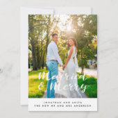 Getrouwd en vrolijk pasgetrouwd vakantiefotokaart feestdagenkaart (Voorkant)