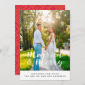 Getrouwd en vrolijk pasgetrouwd vakantiefotokaart feestdagenkaart (Voorkant / Achterkant)