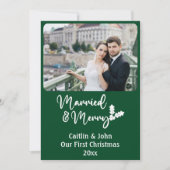 Getrouwd en Vrolijk Passen getrouwd 1e Kerstmis Gr Feestdagenkaart (Voorkant)