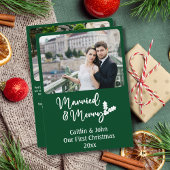 Getrouwd en Vrolijk Passen getrouwd 1e Kerstmis Gr Feestdagenkaart