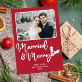 Getrouwd en Vrolijk Passen getrouwd Eerste Kerstmi Feestdagenkaart