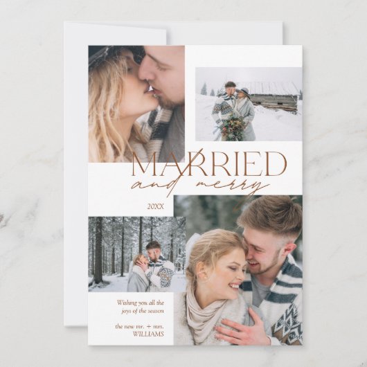 Getrouwd en vrolijk Plaid 4 Foto Pas getrouwd Feestdagenkaart (Voorkant)