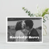 Getrouwd en Vrolijk retro kerstkaart Kaart (Staand voorkant)