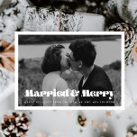 Getrouwd en Vrolijk  retro kerstkaart Kaart<br><div class="desc">Een  retro script voor dit personaliseerbare vakantie fotokaarten collectie,  ideaal voor pasgetrouwden om hun vakantie wensen te sturen.</div>