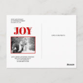 Getrouwd en vrolijk rood JOY kerstvakantie foto Briefkaart (Achterkant)