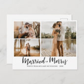 Getrouwd en vrolijk | Script Moderne Pas getrouwd  Briefkaart (Voorkant / Achterkant)