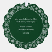 Getrouwd en Vrolijk Trouwen Foto Sneeuwvlokken Gro Ornament Kaart (Achterkant)