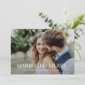 Getrouwd en vrolijk | Unieke stijlvolle tekst en f Feestdagenkaart (Staand voorkant)