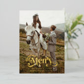 Getrouwd en Vrolijk Vakantie Bruiloft Foto Folie Feestdagenkaart (Staand Voorkant)