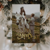 Getrouwd en Vrolijk Vakantie Bruiloft Foto Folie Feestdagenkaart