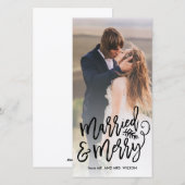 Getrouwd en vrolijk vakantie Foto wit Feestdagenkaart (Voorkant / Achterkant)