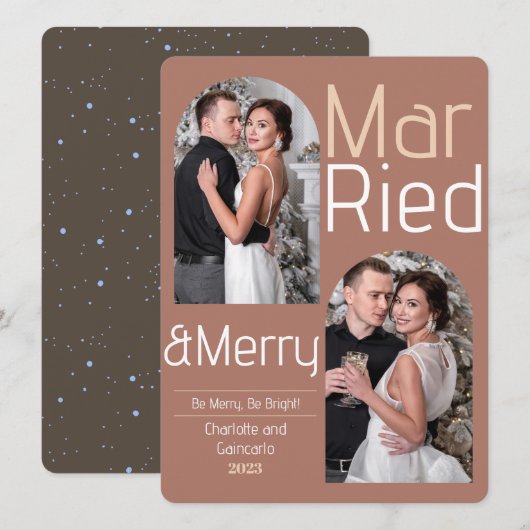 Getrouwd en Vrolijk Vreugde Kerstmis Nieuw Huwelij Feestdagenkaart (Voorkant / Achterkant)
