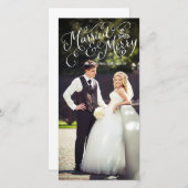 Getrouwd en vrolijk wit met de hand geschreven vak feestdagenkaart (Voorkant / Achterkant)