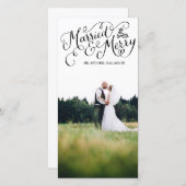 Getrouwd en vrolijk zwart met de hand geschreven v feestdagenkaart (Voorkant / Achterkant)