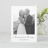 Getrouwd en vrolijk | Zwarte witte kerstfoto Feestdagenkaart (Staand voorkant)