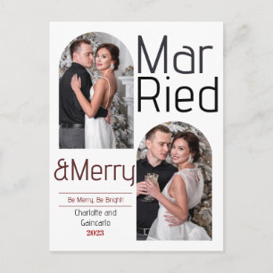 Getrouwd en vrolijke kerst vreugde Nieuw getrouwd  Feestdagenkaart