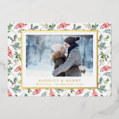 Getrouwd en vrolijke kerstkaart met folie folie feestdagenkaart (Voorkant)