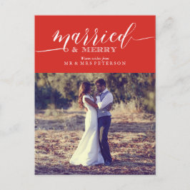 Getrouwd en Vrolijke Passen getrouwd Eerste Kerstm Feestdagenkaart