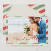 Getrouwd en vrolijke Passen getrouwd Kerst rode fo Feestdagenkaart (Voorkant / Achterkant)