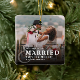 Getrouwd En Zo Blij Foto Huwelijk Nieuwgehuwden Keramisch Ornament