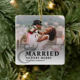 Getrouwd En Zo Blij Huwelijksfoto Nieuwgetrouwd Keramisch Ornament