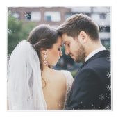 Getrouwd Gelukkig Nieuwgetrouwd Eerste Kerst Foto Kubus (Rechts)