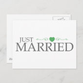 Getrouwd (Green Heart Scroll) Aankondigingskaart (Voorkant / Achterkant)