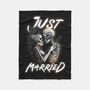 Getrouwd Halloween Skeleton bruid en bruidegom bru Fleece Deken