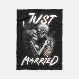 Getrouwd Halloween Skeleton bruid en bruidegom bru Fleece Deken