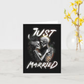 Getrouwd Halloween Skeleton bruid en bruidegom bru Kaart (Gele Bloem)