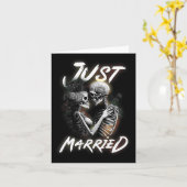 Getrouwd Halloween Skeleton bruid en bruidegom bru Kaart (Gele Bloem)