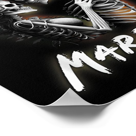 Getrouwd Halloween Skeleton bruid en bruidegom bru Poster (Hoek)