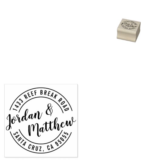 getrouwd hand belettering script retour adres rubberstempel (Gestempeld)