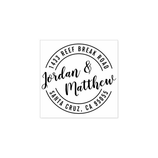 getrouwd hand belettering script retour adres rubberstempel (Afrduk)