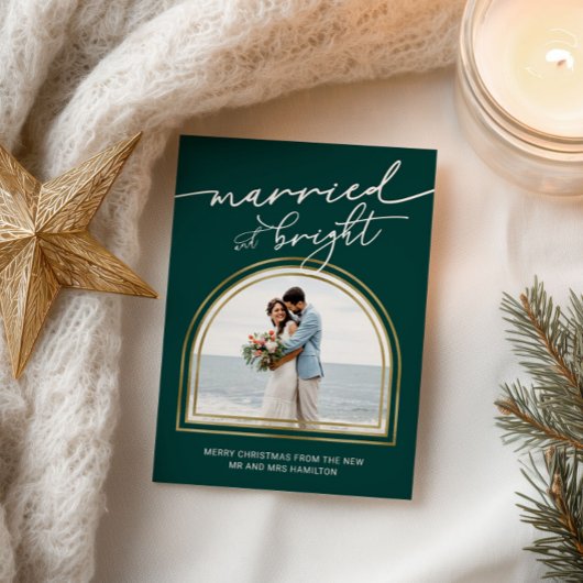 Getrouwd & Helder Boog Huwelijksaankondiging Feestdagenkaart