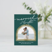 Getrouwd & Helder Boog Huwelijksaankondiging Feestdagenkaart (Staand voorkant)