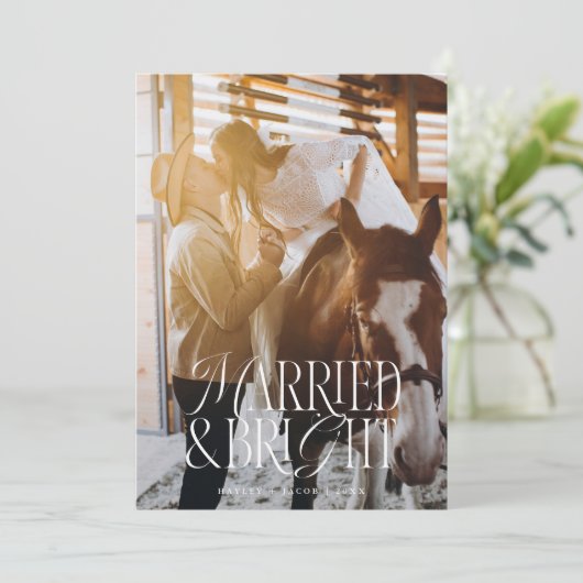 Getrouwd & Helder Elegance Foto Feestdagenkaart (Staand voorkant)