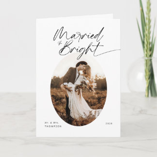 Getrouwd & Helder Modern Elegant Script Kerstmis Feestdagen Kaart