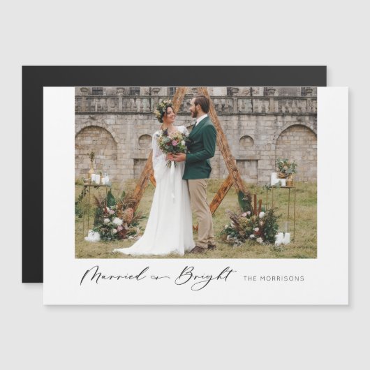 Getrouwd & Helder Moderne Minimale Fotomagneet Kaa Magnetische Uitnodiging (Voorkant / Achterkant)