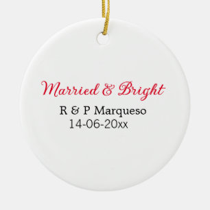 Getrouwd & helder voeg de naam van het paar toe br keramisch ornament