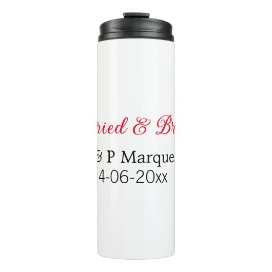 Getrouwd & helder voeg de naam van het paar toe br thermosbeker (Voorkant)