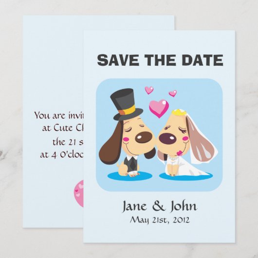 Getrouwd hond paar save the date (Voorkant / Achterkant)