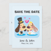 Getrouwd Honden Koppel Save The Date (Voorkant / Achterkant)