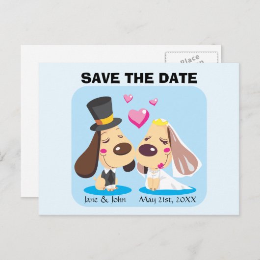 getrouwd hondenpaar aankondigingskaart (Voorkant / Achterkant)