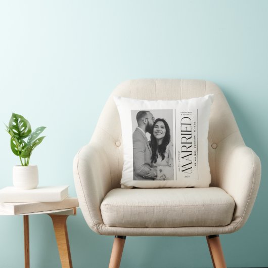 Getrouwd Huwelijksfoto Pasgetrouwden Kerstmis Kussen (Stoel)